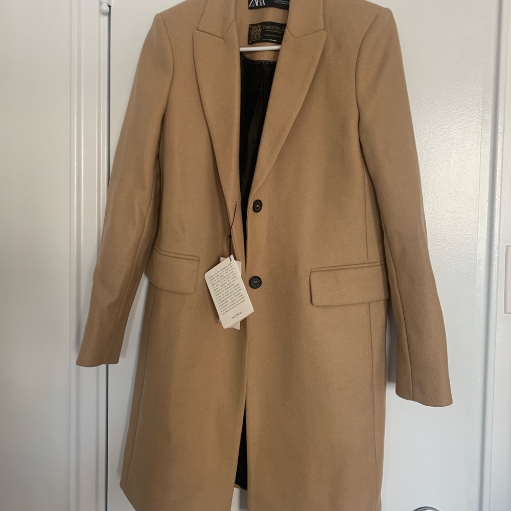 Zara Premium Manteco Coat (Tan, XS) - Brand New!